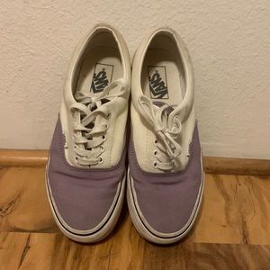 white and purple classic vans, slight platform